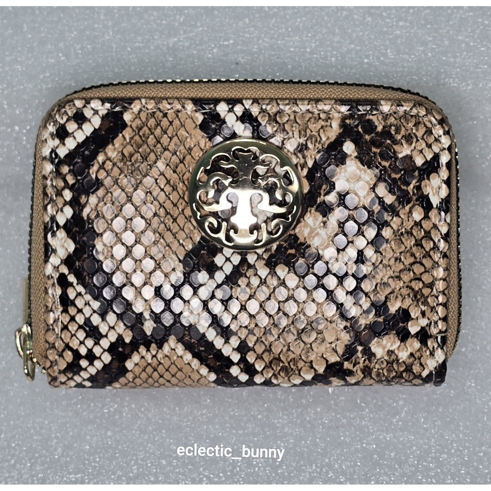 Rebecca & Rifka Snake Animal Print Medallion Zip Accordion Wallet